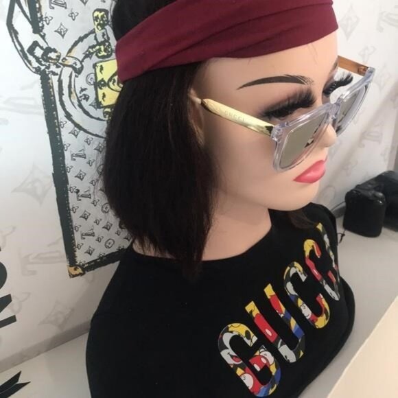 New Authentic Gucci GG0976S 004 Crystal Gold Mirror Oversized Sunglasses - Picture 8 of 11